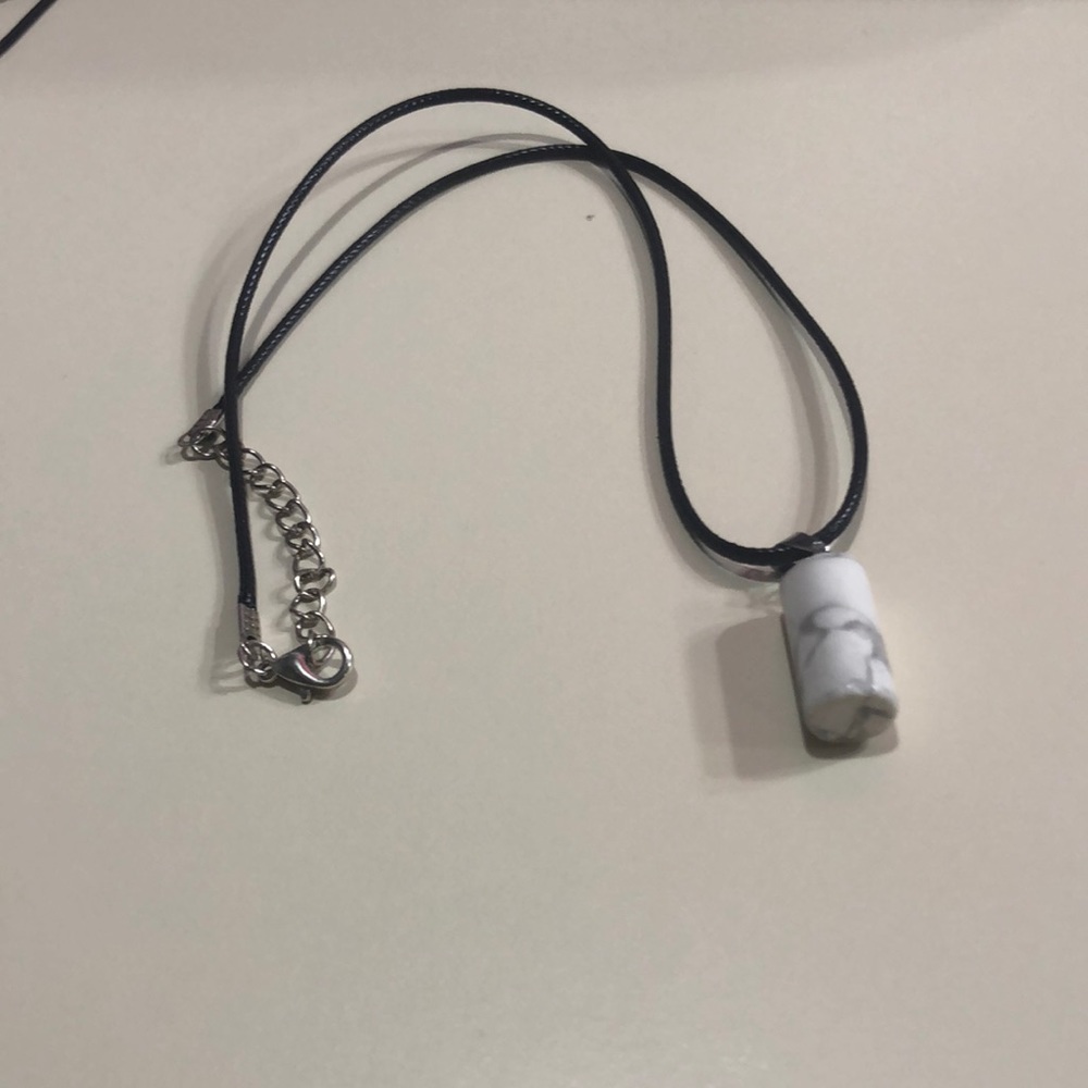 White Howlite Semi Precious Stone Gem Pendant